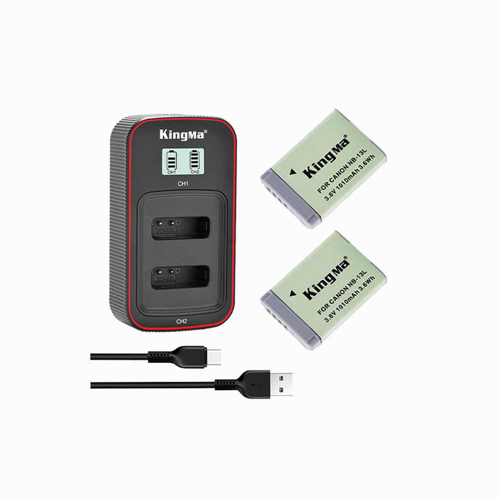 Kingma NB-13L Battery LCD Dual Charger Kit for Canon