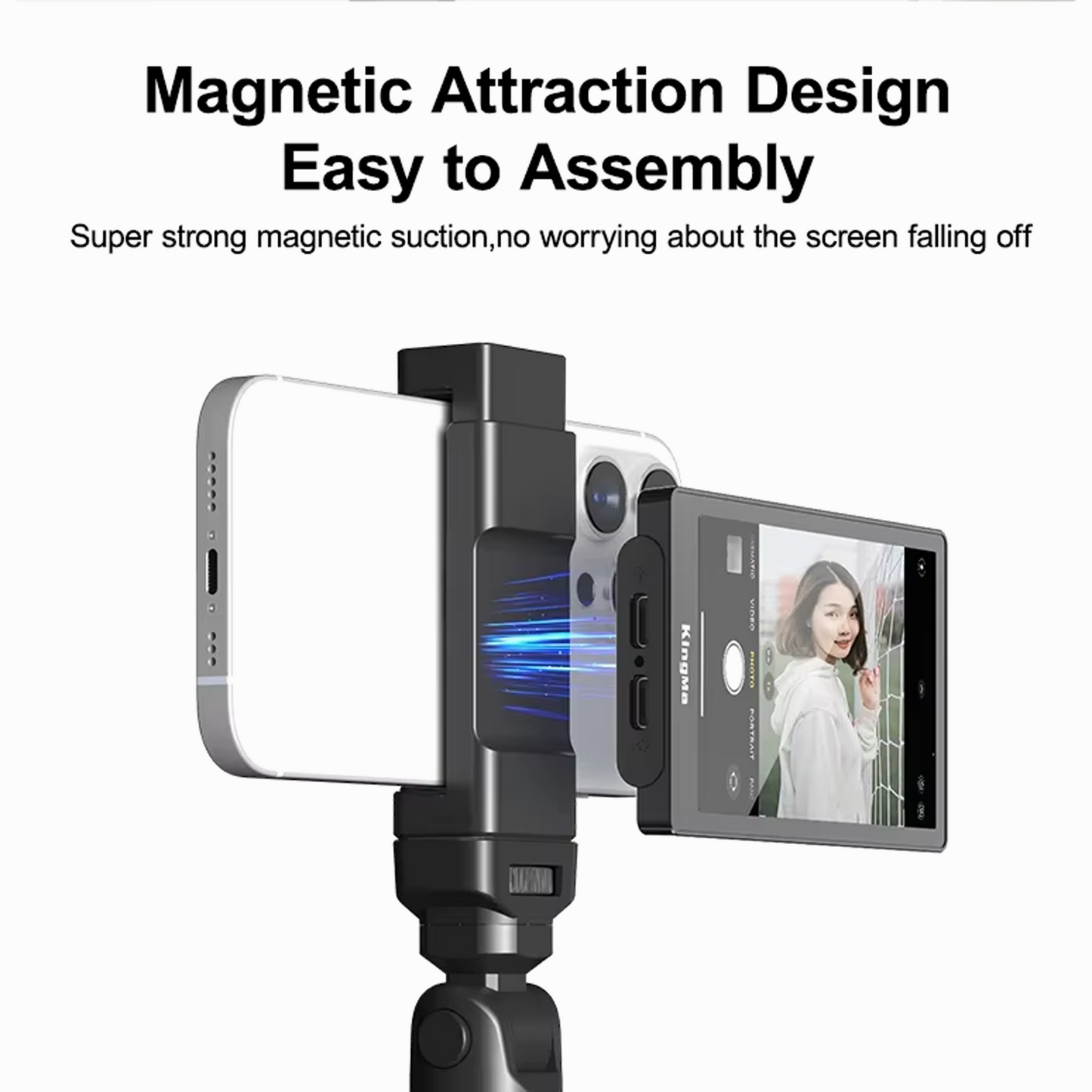 KingMa PH01-Max Vlog Selfie Monitor Magnetic Phone Clip Compatible Vlog Selfie Monitor Screen with iPhone Samsung