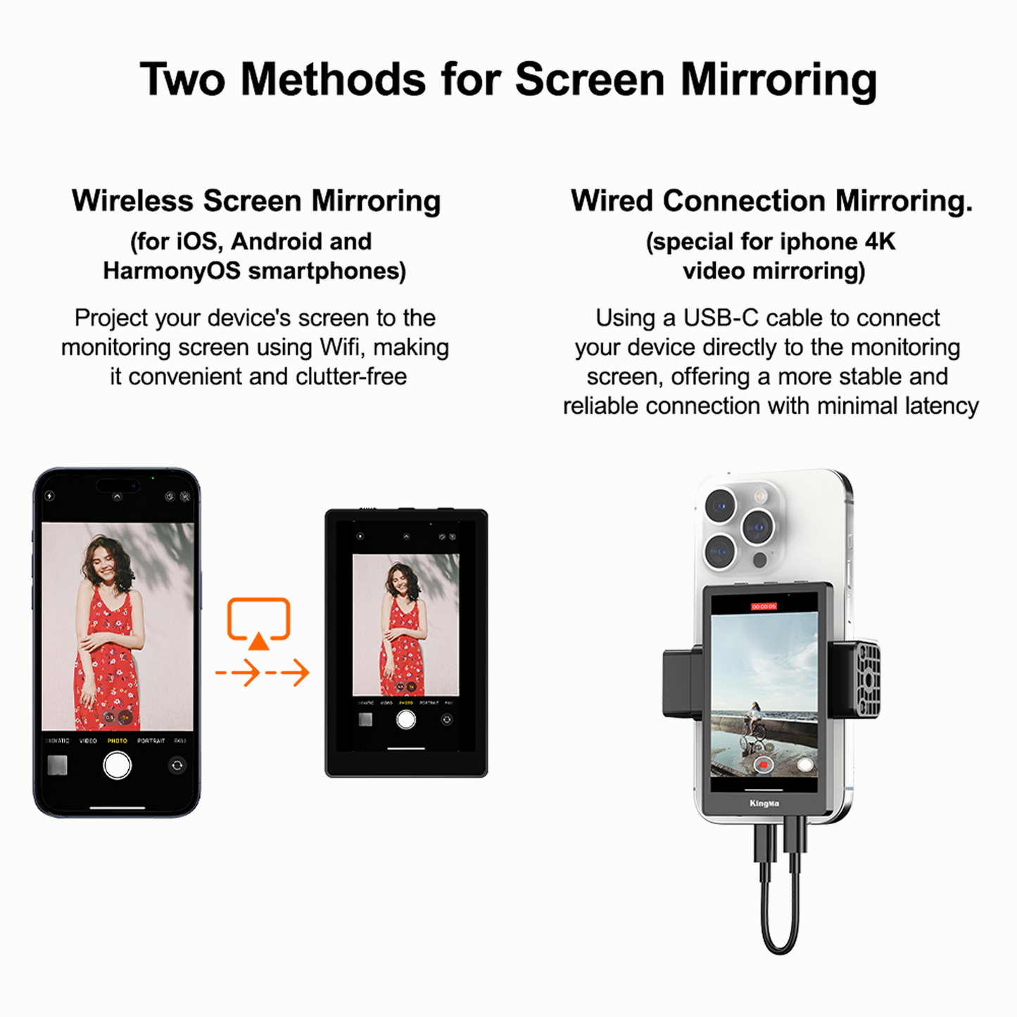 KingMa PH01-Max Vlog Selfie Monitor Magnetic Phone Clip Compatible Vlog Selfie Monitor Screen with iPhone Samsung