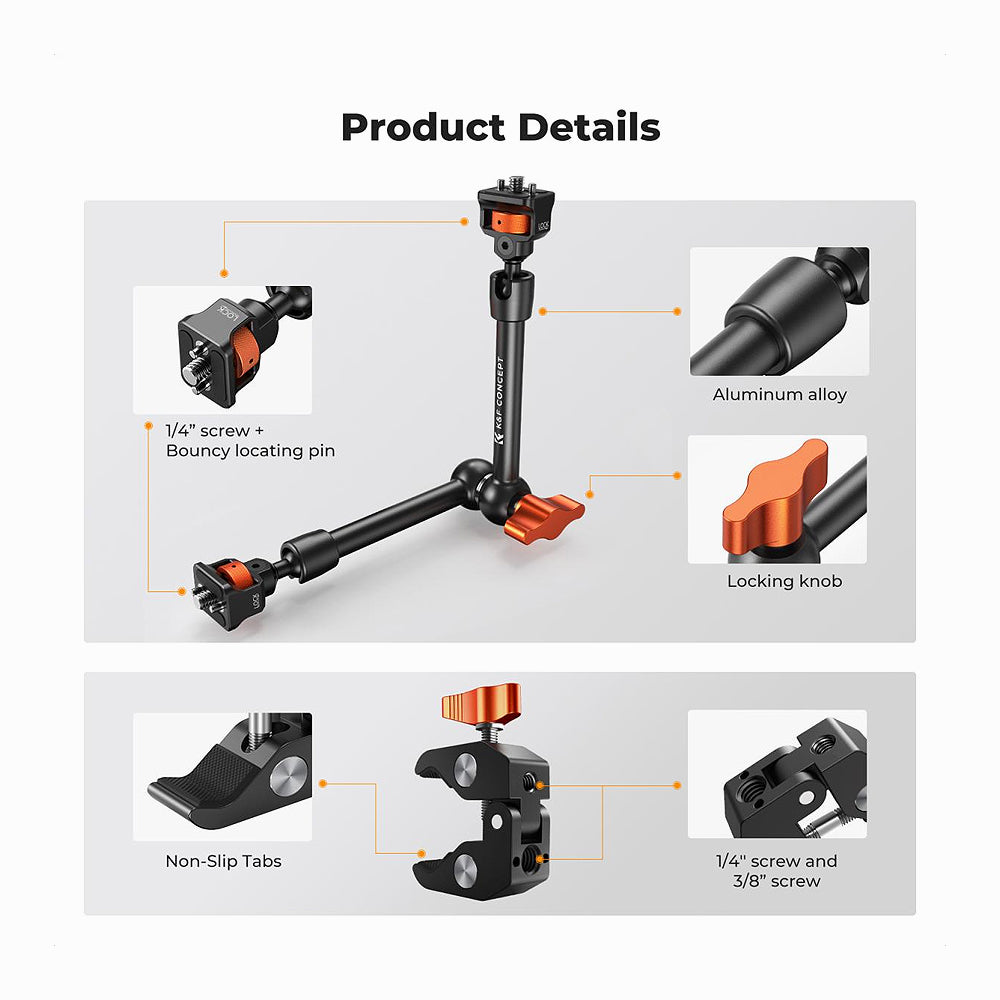 K&F Concept 11-inch Magic Arm with Super Clamp (KF31.132)