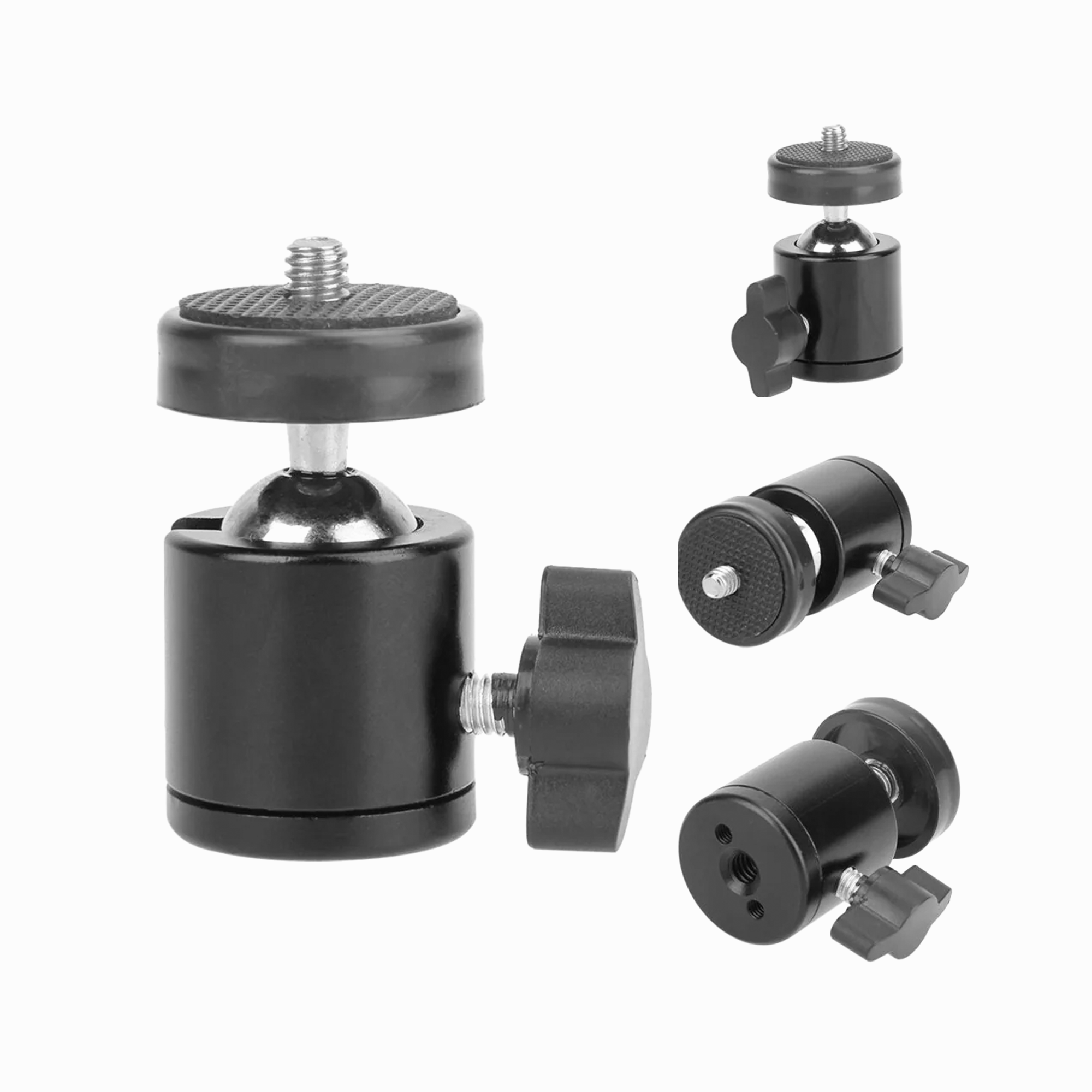 Mini Ball Head Screw Mount for DSLR Camera Tripod Ballhead Stand 1/4" 360 Swivel - Metal