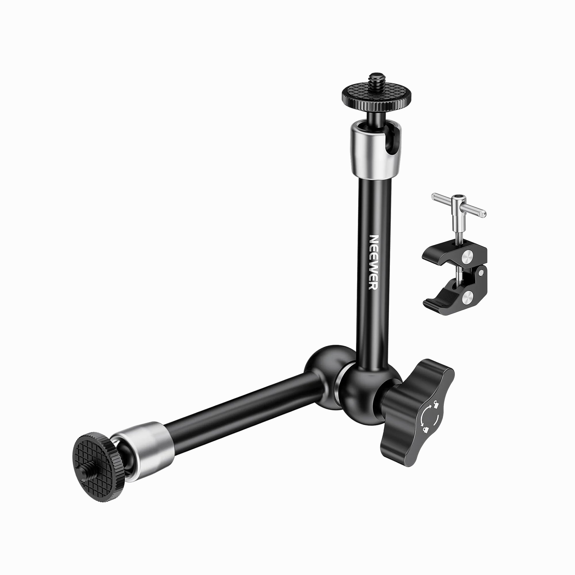 NEEWER 11-inch Articulating Magic Arm Clamp Mount with Super Clamp, Camera Monitor Mount with 1/4" 3/8" ARRI Locating Pins & Holes for DSLR Action Camera Video Light ST16C