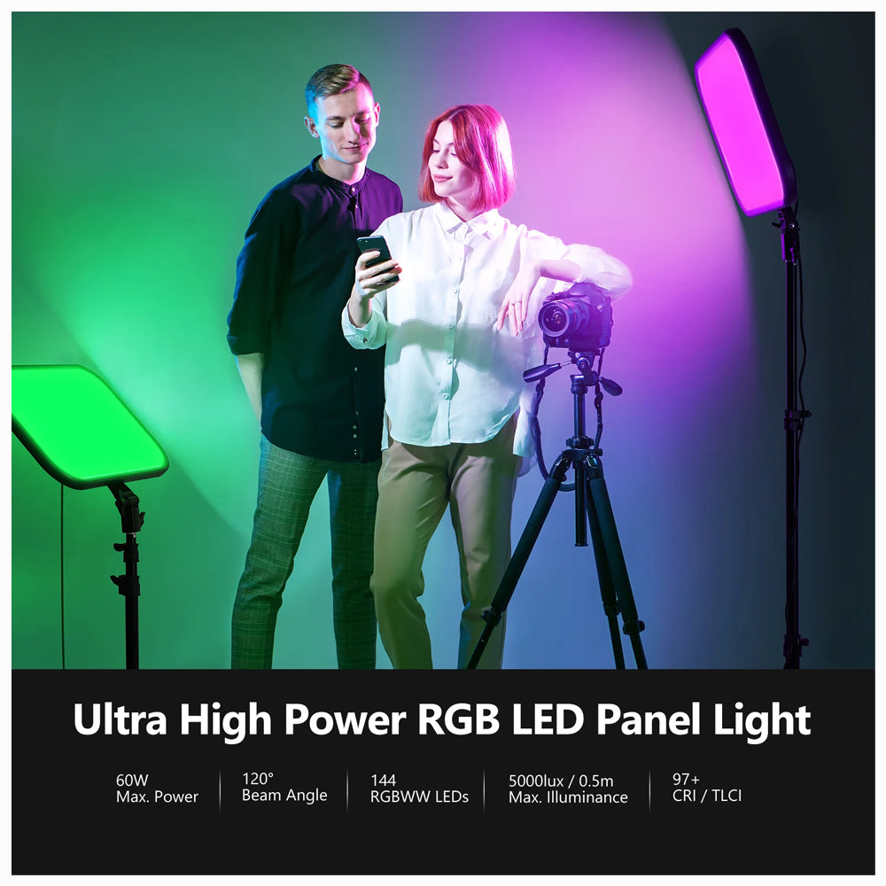NEEWER 2 Pack RGB168 18.3 Inch LED Panel Video Light