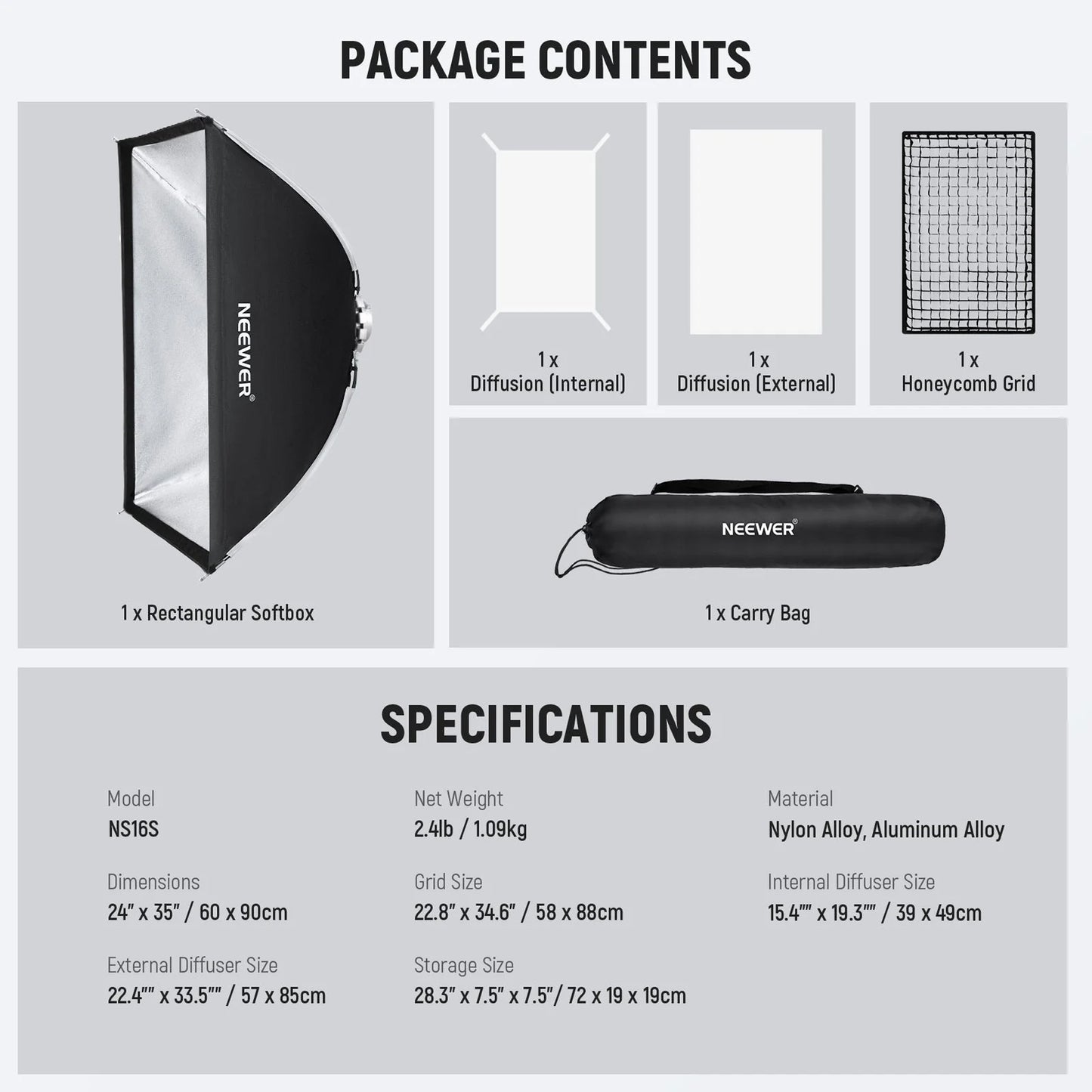 NEEWER 30 x 120 cm Rectangular Softbox (NS17S)