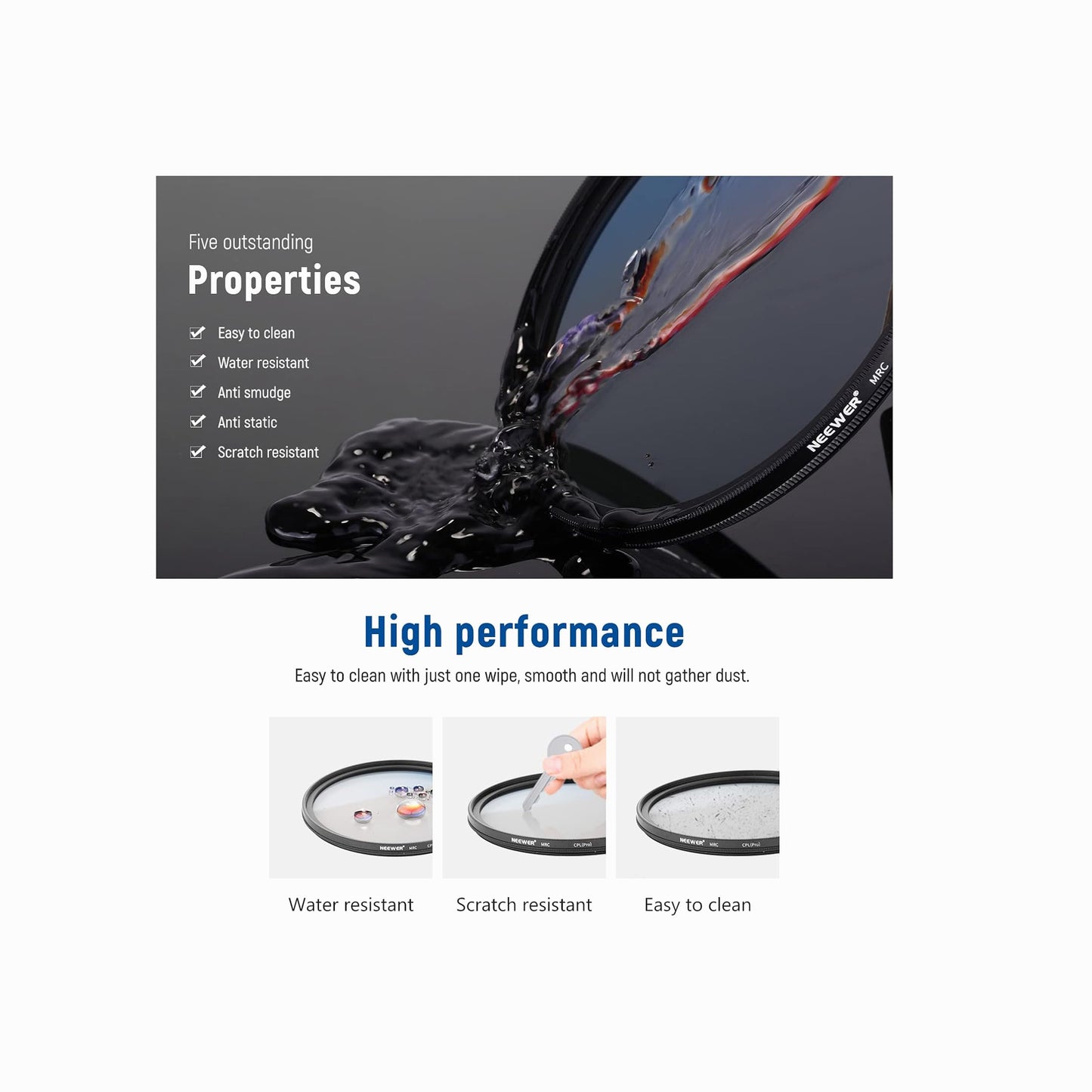 NEEWER 82mm MRC CPL Circular Polarizer Lens Filter