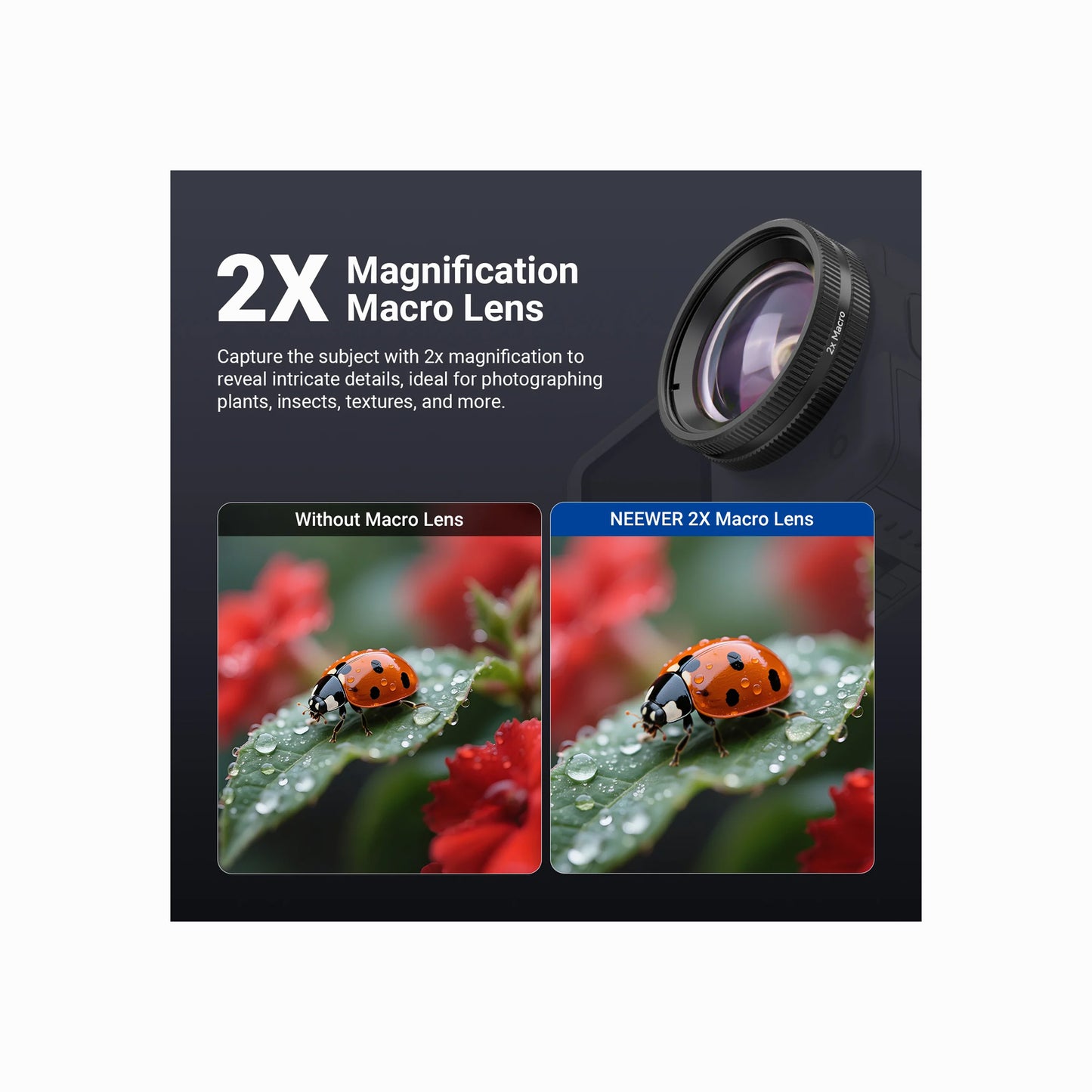NEEWER 2X Macro Lens for DJI Osmo Action 6-LS010