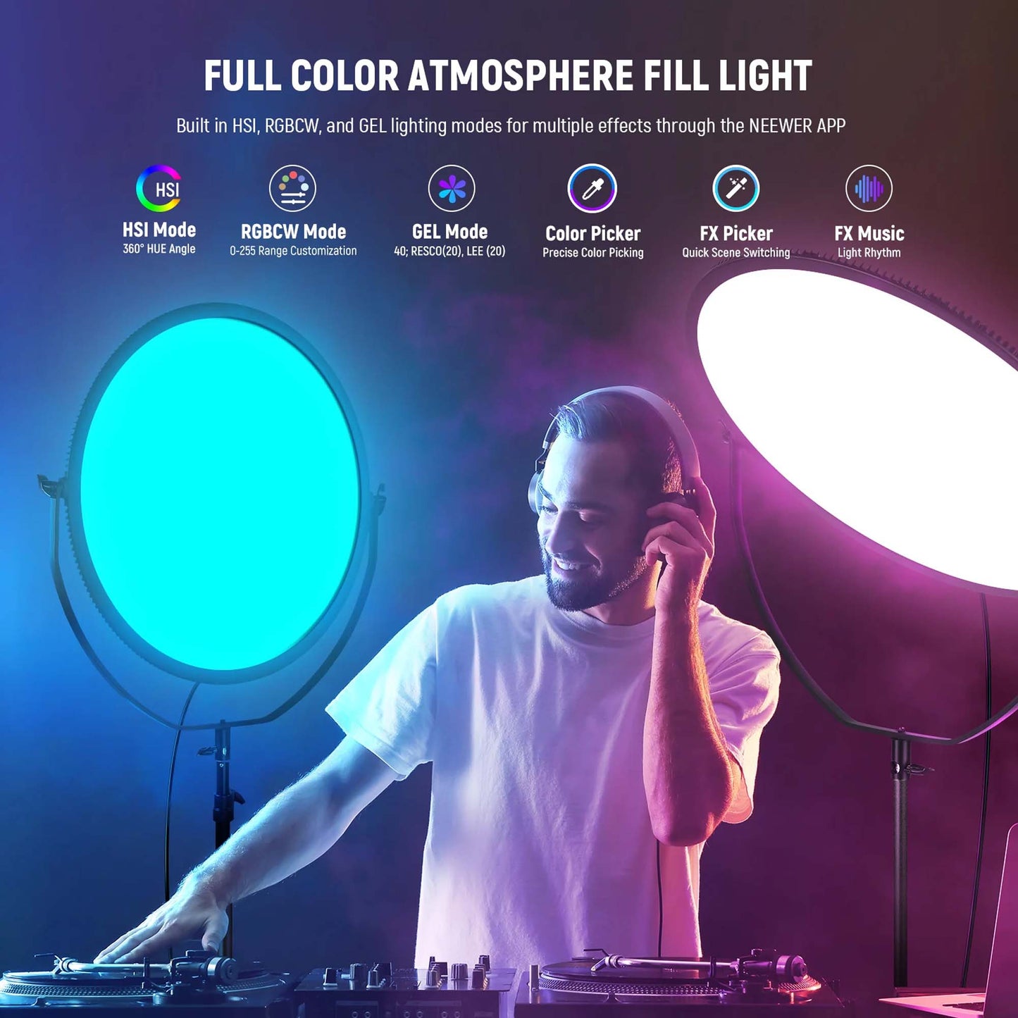 NEEWER GR18C RGB Side-Illuminated Round Panel Light