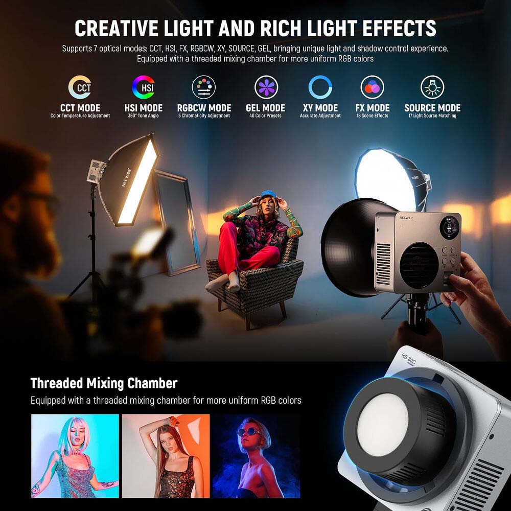 NEEWER HB80C 80W RGBWW Mini COB LED Video Light (Basic Kit)