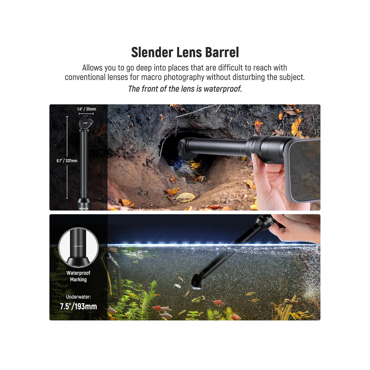 NEEWER LS-51 135° 18mm 2X Macro Probe Lens with 17mm Thread for Smartphone
