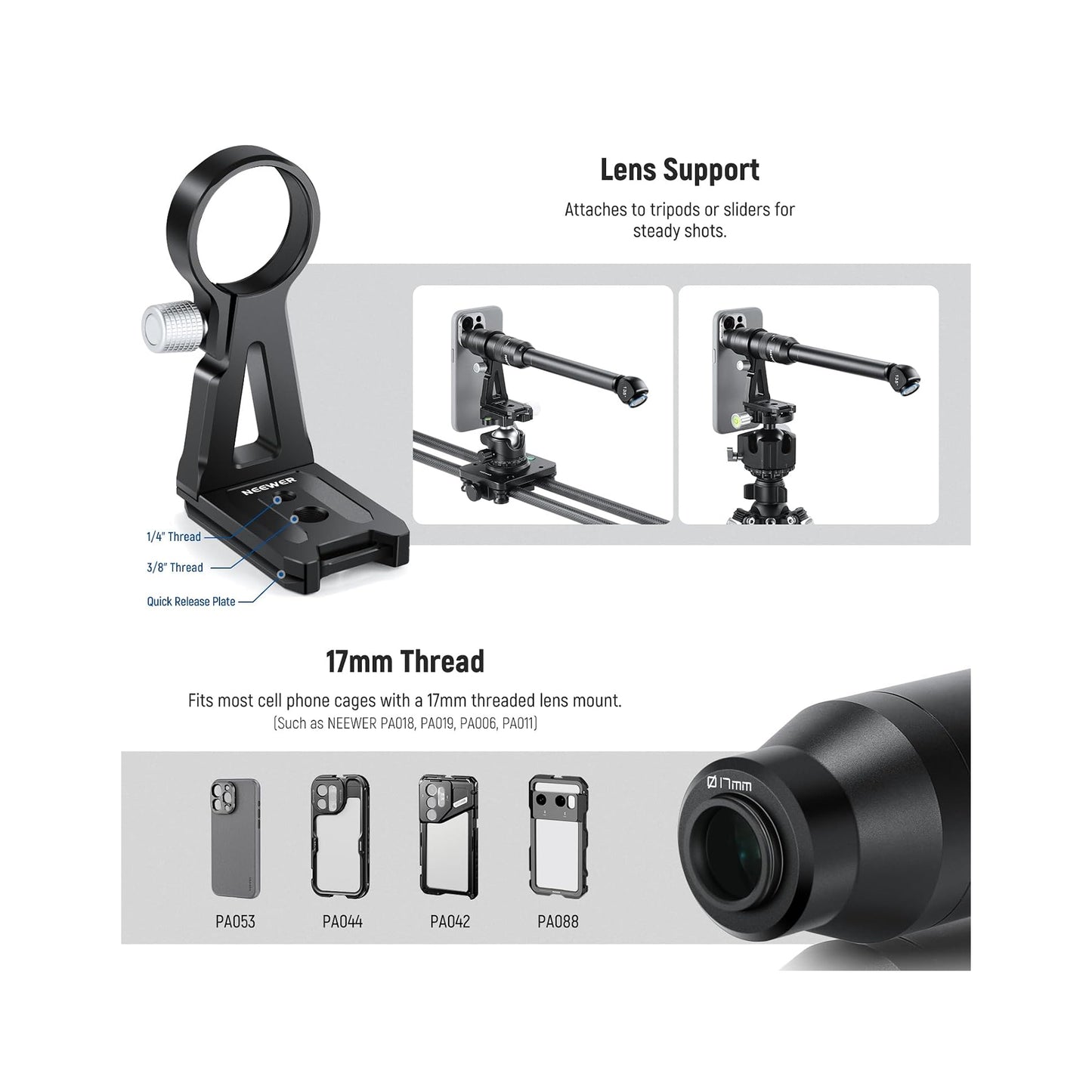 NEEWER LS-51 135° 18mm 2X Macro Probe Lens with 17mm Thread for Smartphone