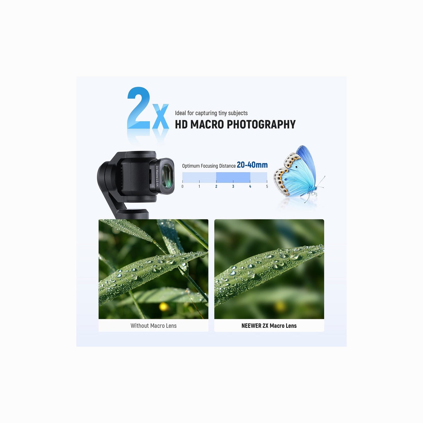NEEWER LS-64 2× Macro Lens for DJI Osmo Pocket 3 / Pocket 4