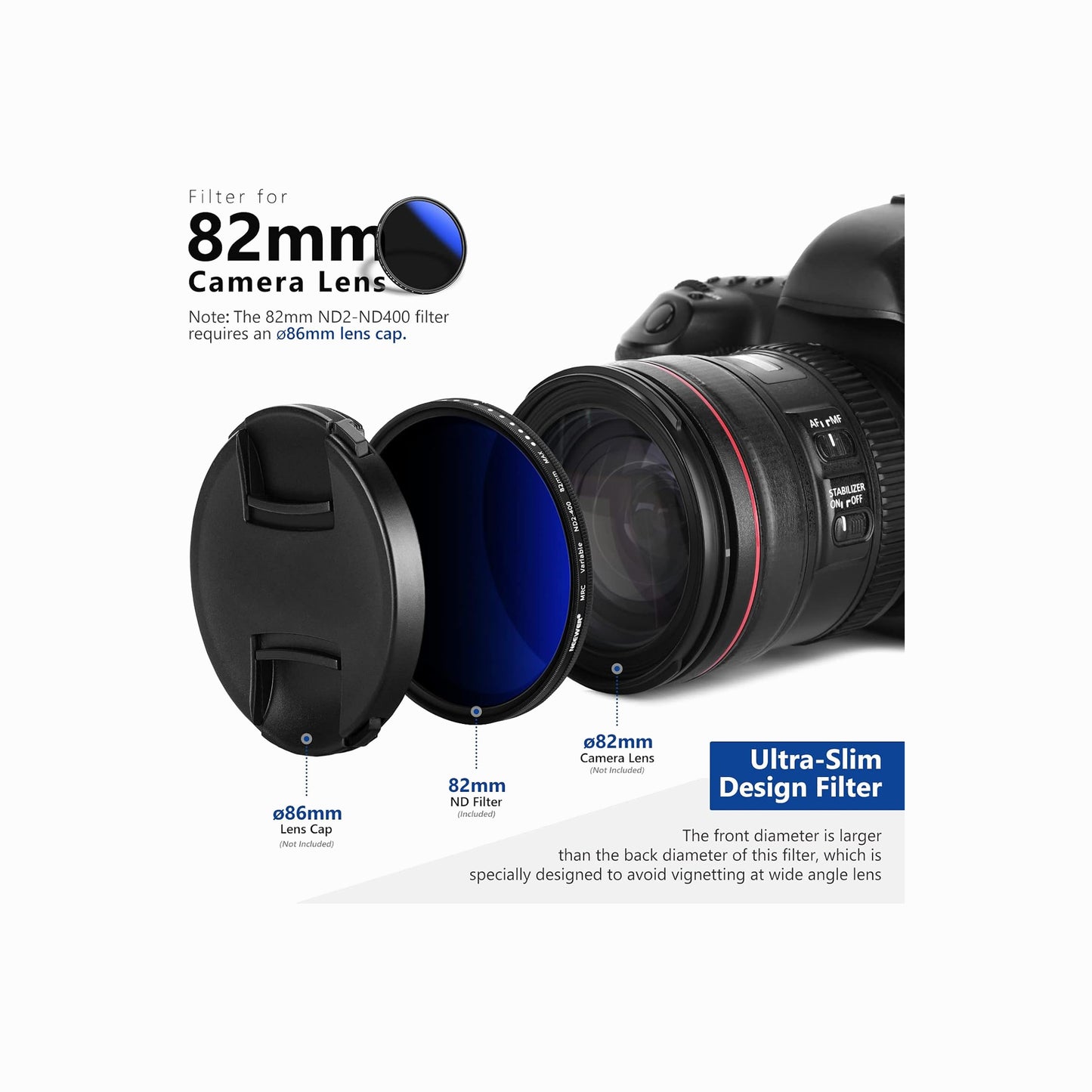 NEEWER 82mm Variable ND2–ND400 Filter (1–9 Stops)