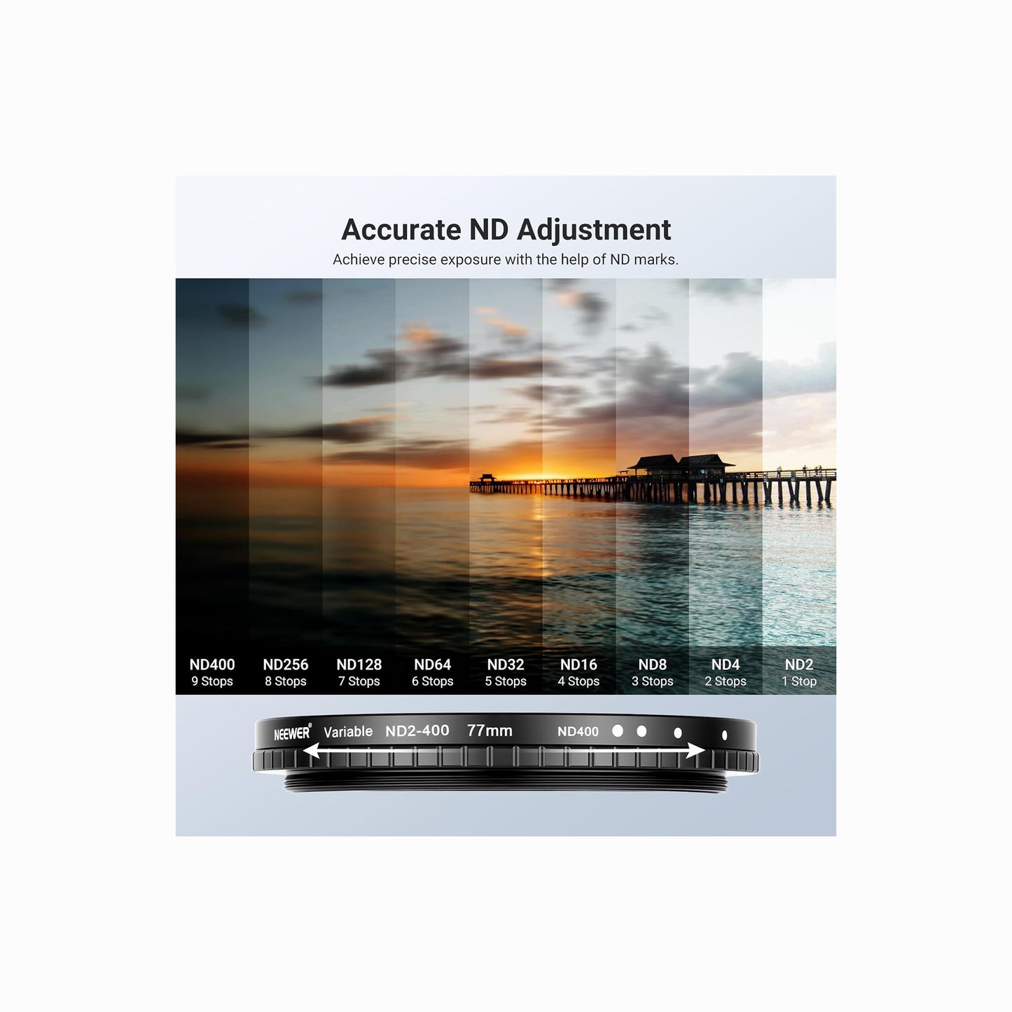 NEEWER 77mm Variable ND2-400, CPL & UV Lens Filter Kit – 3 Pack