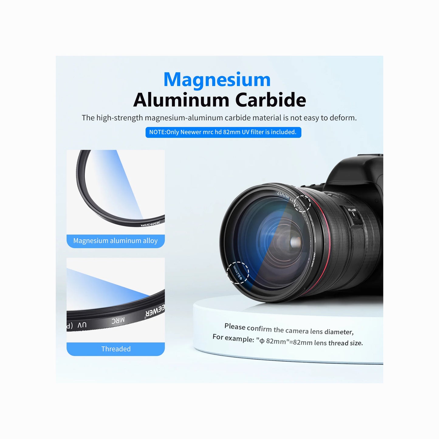 NEEWER 82 mmMRC Ultra-Slim UV Lens Filter