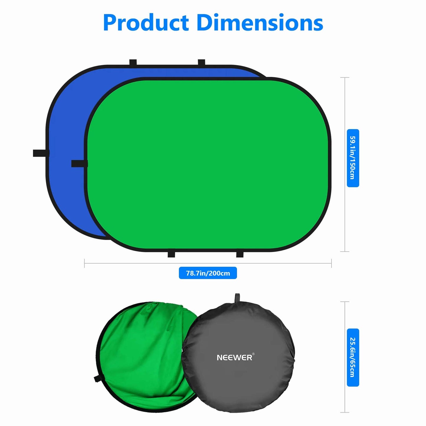 Neewer 150cm x 200cm Portable Foldable Background (Green and Blue Chromakey Board)