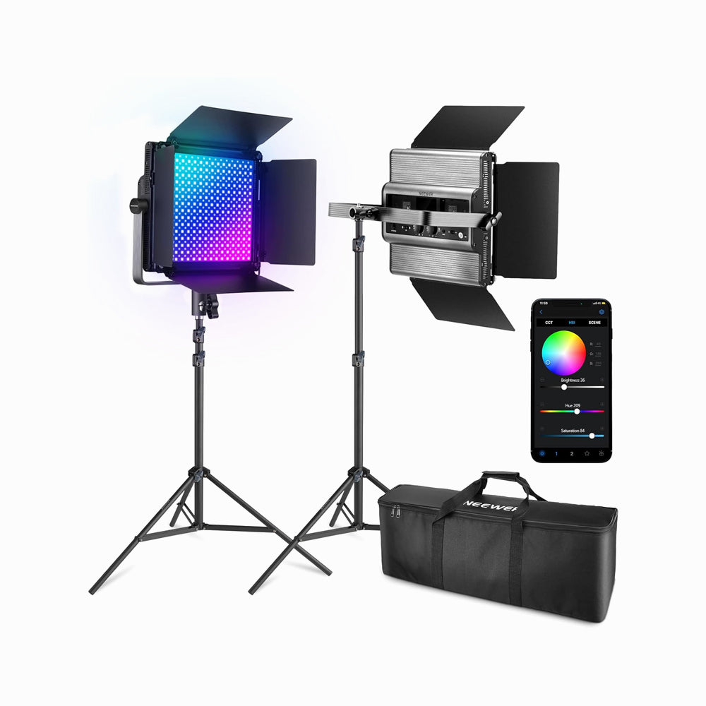 Neewer 2×RGB1200 APP LED LIGHT 60W V4+2×200CM LIGHT STAND+BAG(EU)