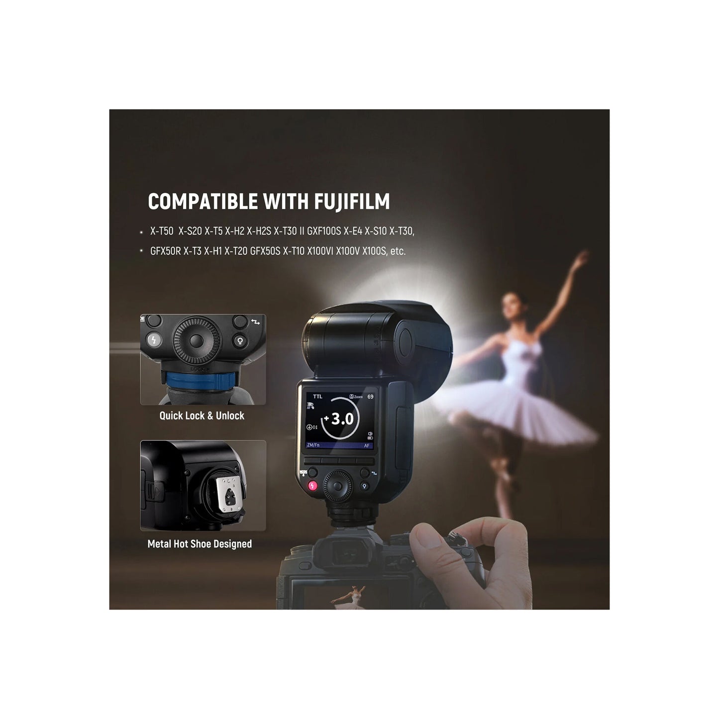 Neewer Z2PRO-F TTL Round Head Flash Speedlite for FUJIFILM