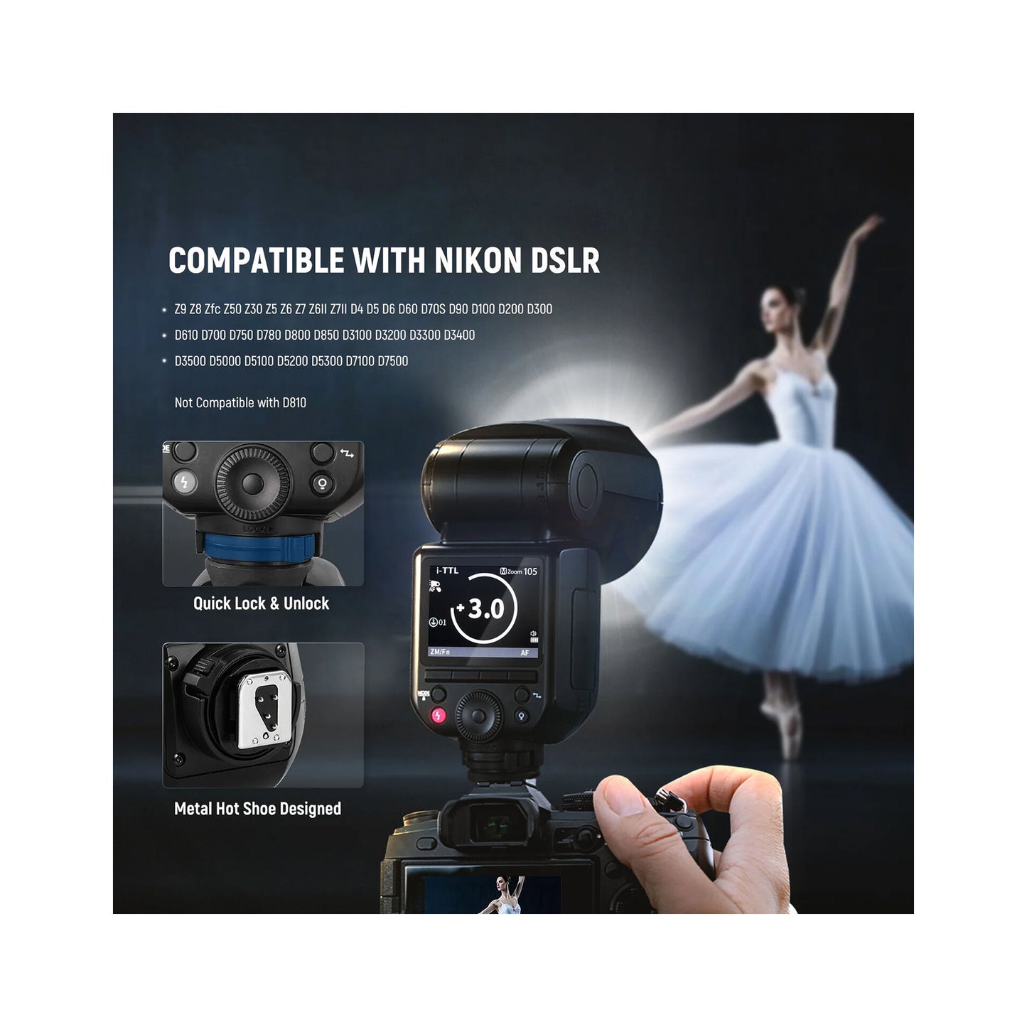 Neewer Z2PRO-N TTL Round Head Flash Speedlite for Nikon