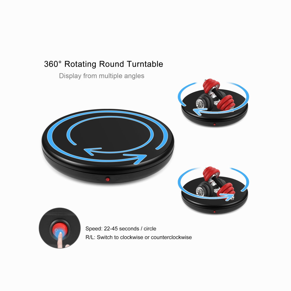 PULUZ 45cm Remote Control Adjusting Speed Rotating Turntable Display Stand, Black, Load 100kg (UK Plug)PU3145UK