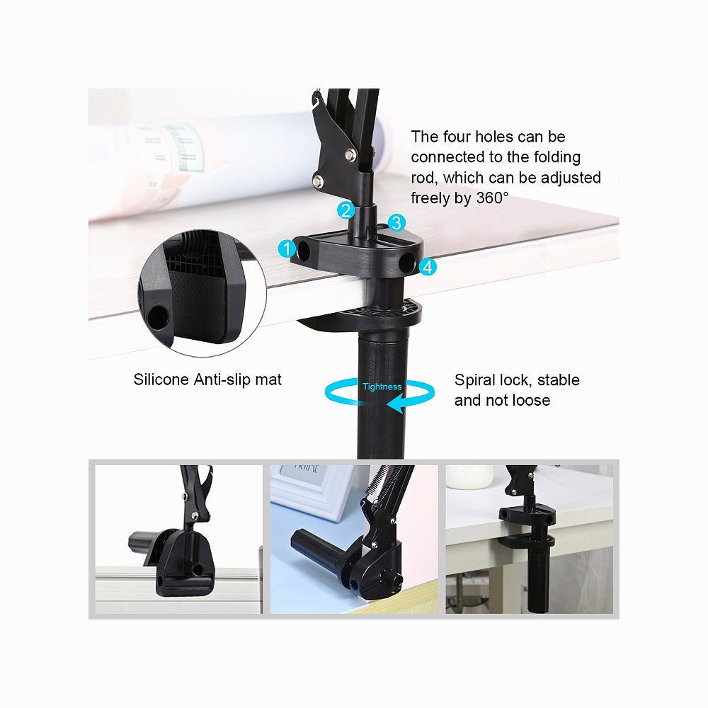 PULUZ Live Broadcast Desktop Arm Stand Suspension Clamp Holder with Tablet PC Clamp (Black)PU535B
