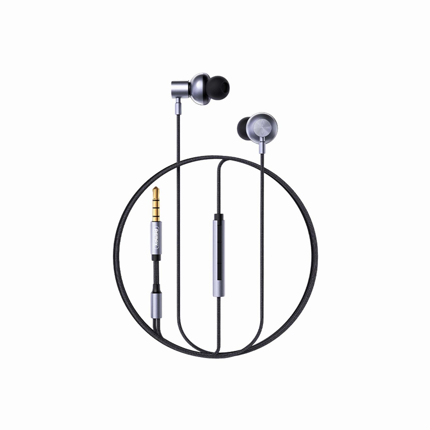 REMAX Metal Braided Wired Earphone for Music & Call RM-730 Grey