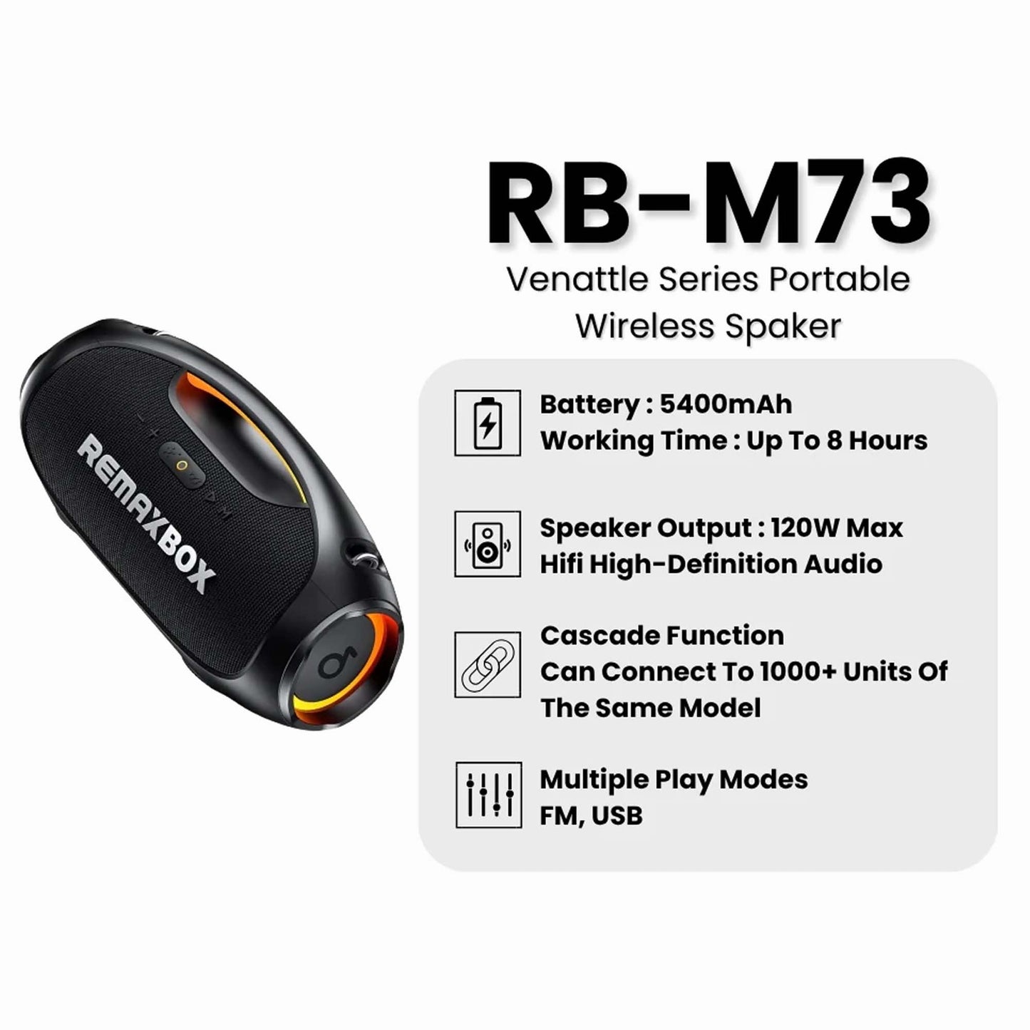 REMAX Venattle Series 60W Wireless Portable Music War Drum Speaker RB-M73