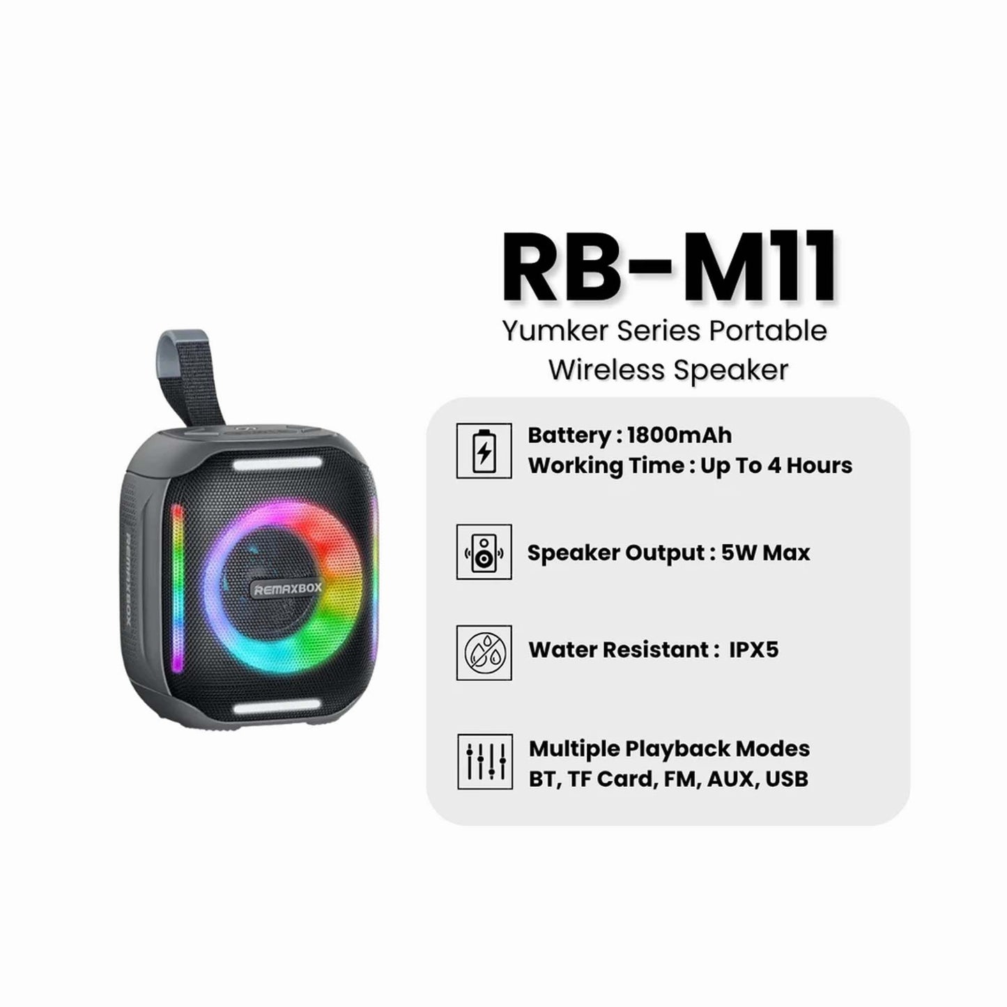 REMAX Yumker Series 5W Party Light Portable Wireless Speaker RB-M11