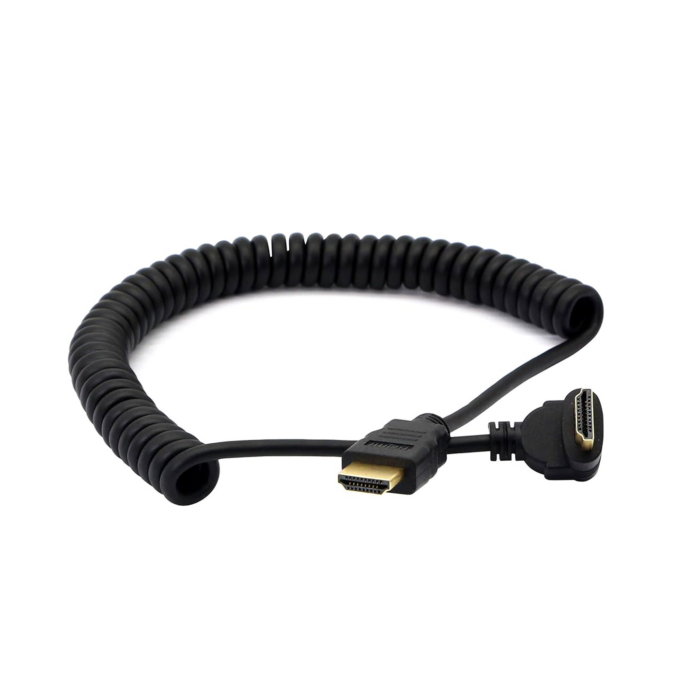 Right Angled HDMI Male to Male Extender Coiled Cable for 3D and 4K Ultra HD TV-2.4 M