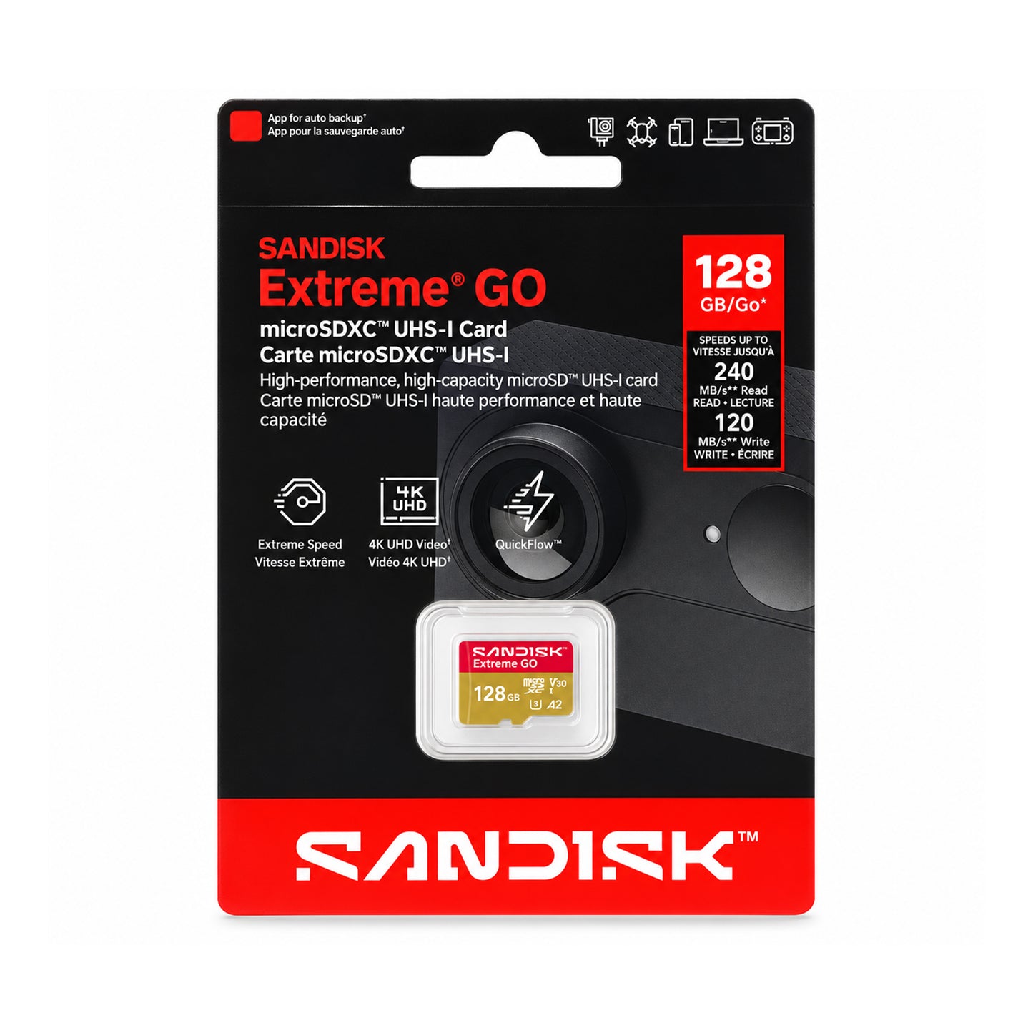 SanDisk 128GB Extreme GO microSDXC UHS-I Memory Card-240MB/s