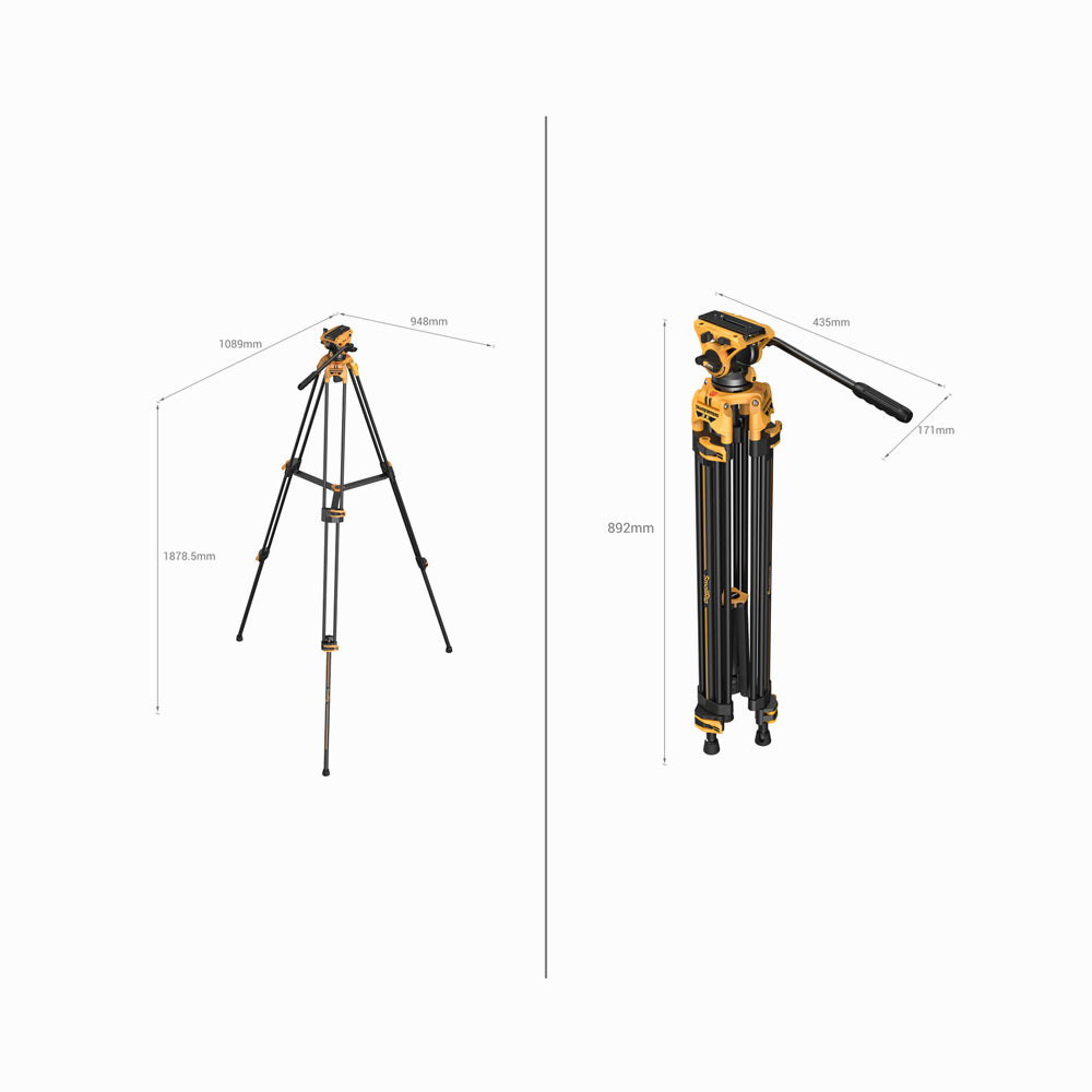 SmallRig 5523 Video Tripod with Heavy-Duty Fluid Head AD-01 (BumbleBee Edition)