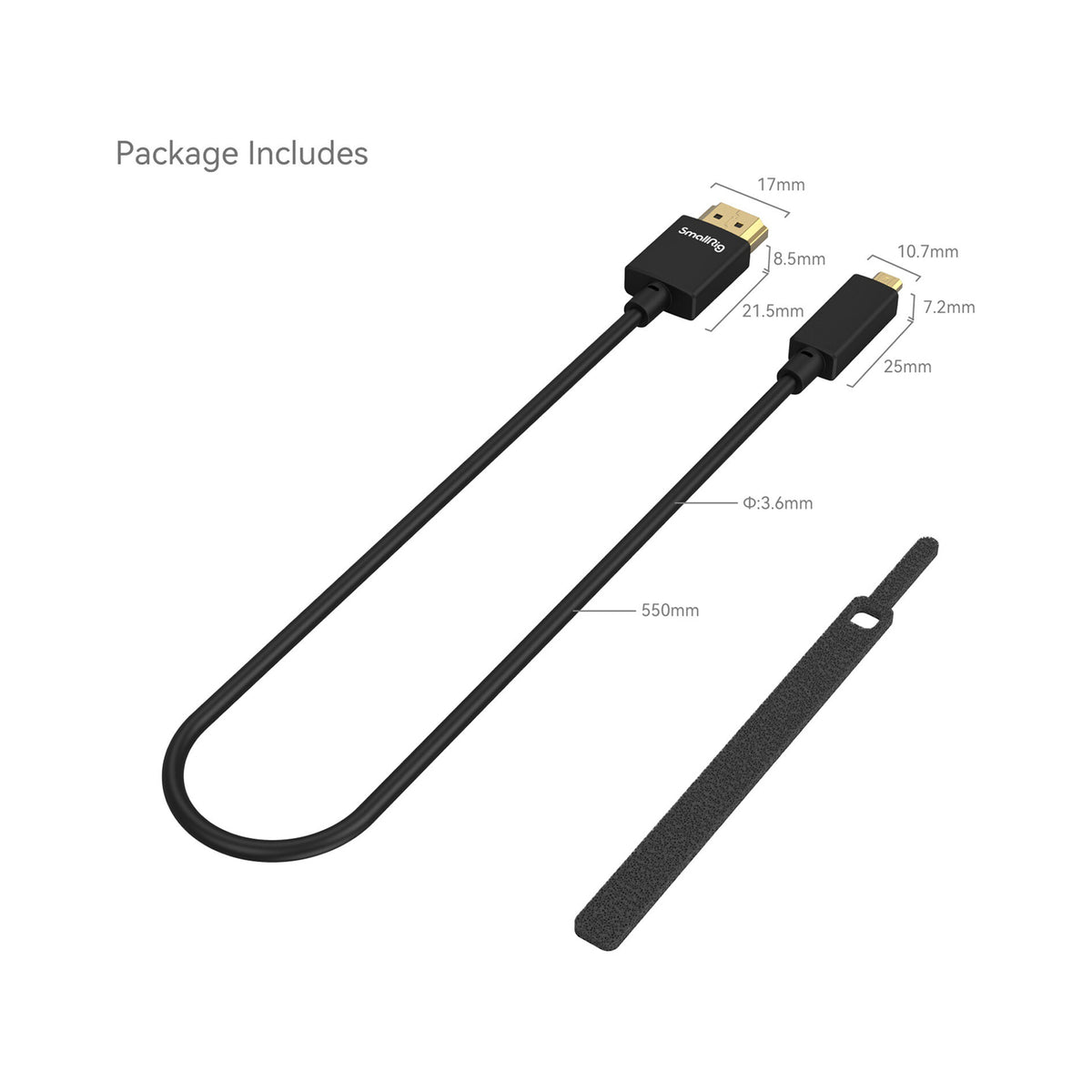 SmallRig Ultra-Slim Micro-HDMI to HDMI Cable (22")-3043B