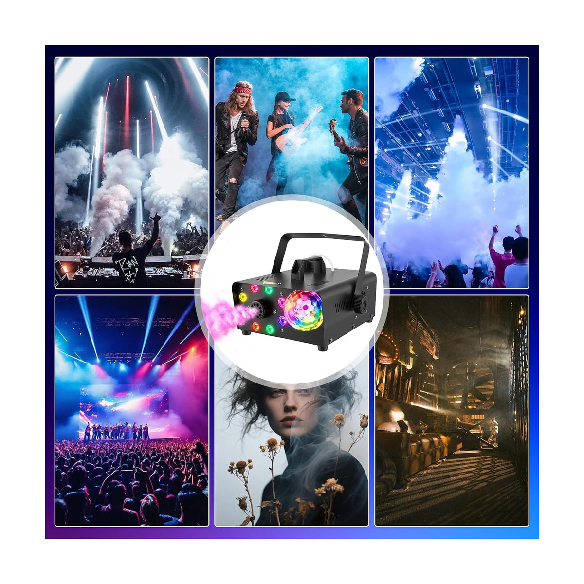 Smoke Machine 600W Fog Machine-Disco Ball Light and RGB LED Lights