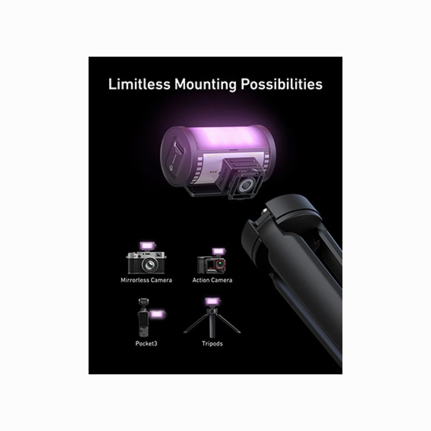 TELESIN MagFilm RGB Light with Cold Shoe