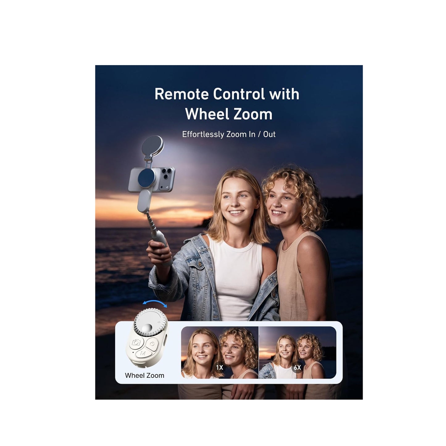 TELESIN Magnetic Selfie Stick Tripod with Selfie Light -P1-TSS-013