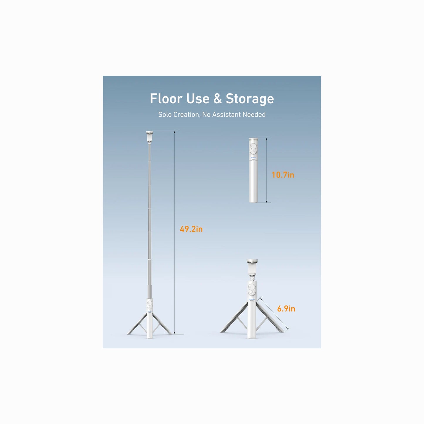 TELESIN 51inch/1.3M Long Selfie Stick Tripod with Remote (PI-TSS-001)