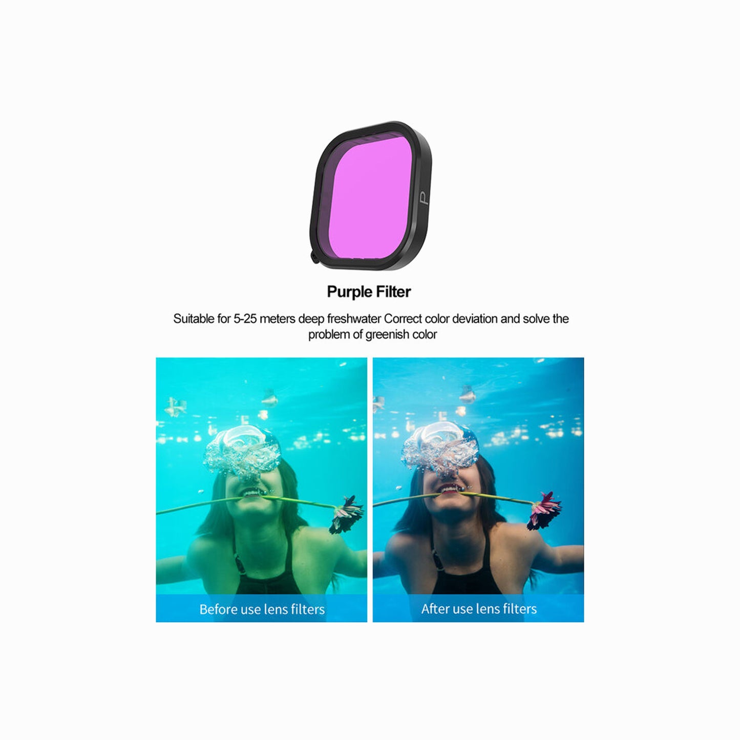 TELESIN Waterproof Housing & Lens Kit for GoPro HERO13/12/11/10/9(Purple, Red & Magenta)(GP-WTP-904)