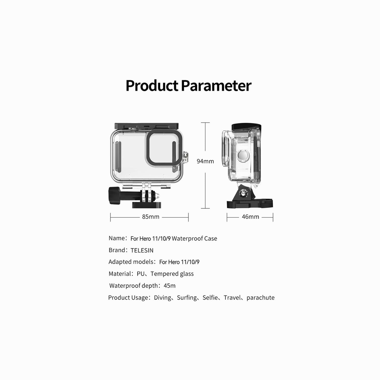 TELESIN Waterproof Housing & Lens Kit for GoPro HERO13/12/11/10/9(Purple, Red & Magenta)(GP-WTP-904)