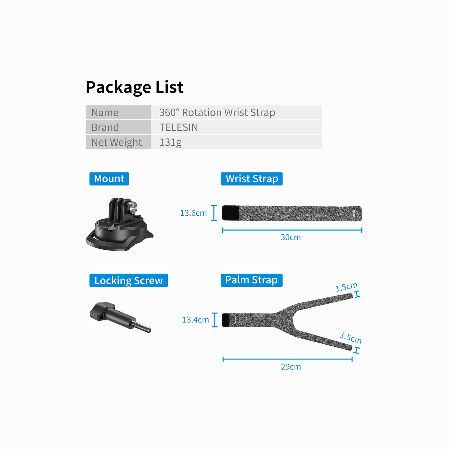 TELESIN Wrist strap 360 Rotating (GP-WFS-221)