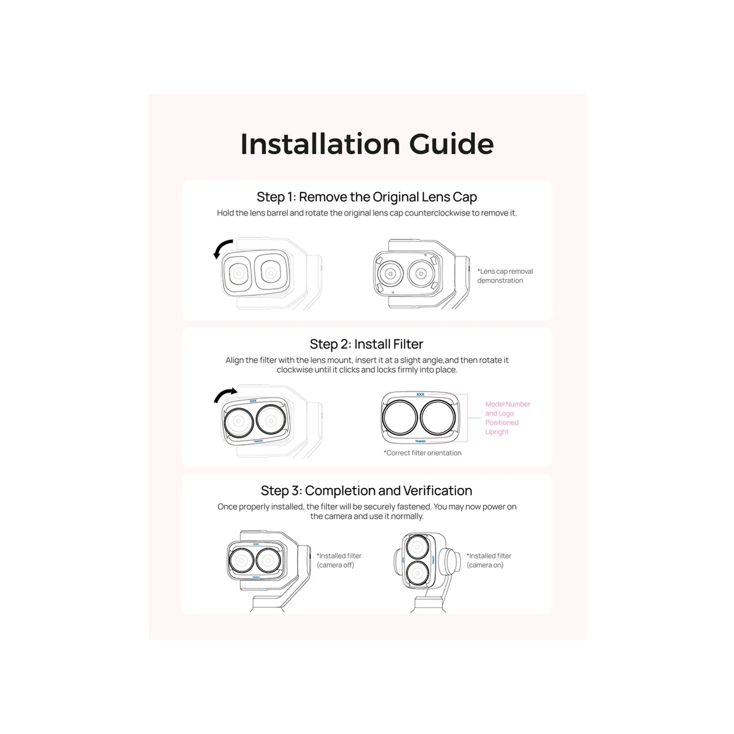 Telesin Pocket 4P Filter Kit Cool Rose +CPL +VND-S5-FLT-86-TDJ