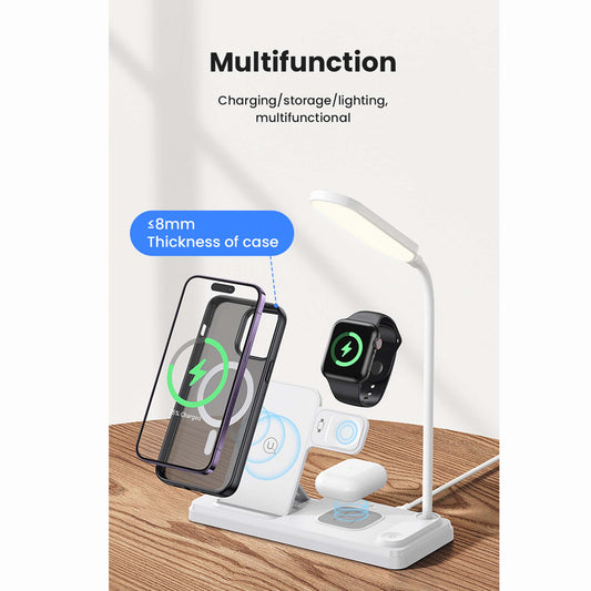 USAMS 15W 4-IN-1 WIRELESS CHARGING HOLDER PHONE EARPHONE WATCH CHARGER WITH TABLE LAMP USCD195