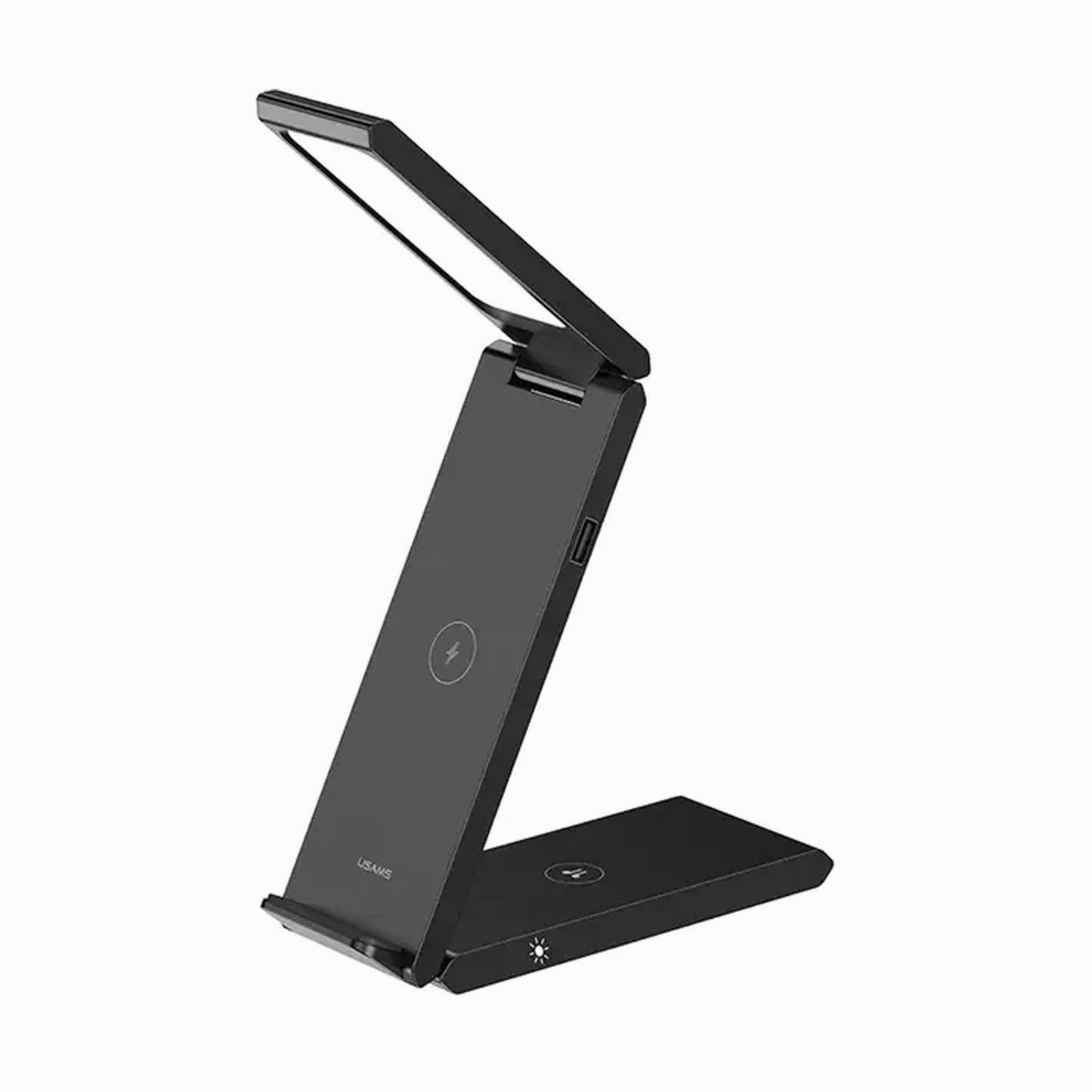 USAMS 3-IN-1 FOLDABLE WIRELESS CHARGING STATION / LAMP - BLACK