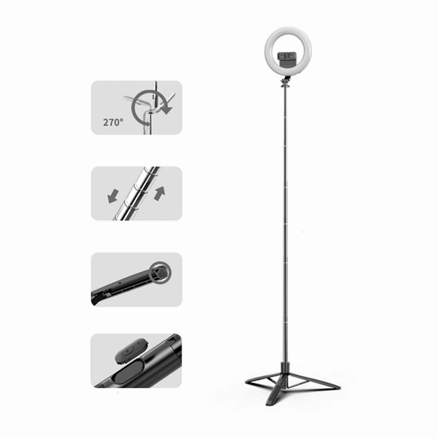 USAMS PHONE STAND WITH LED TRIPOD LAMP BLACK