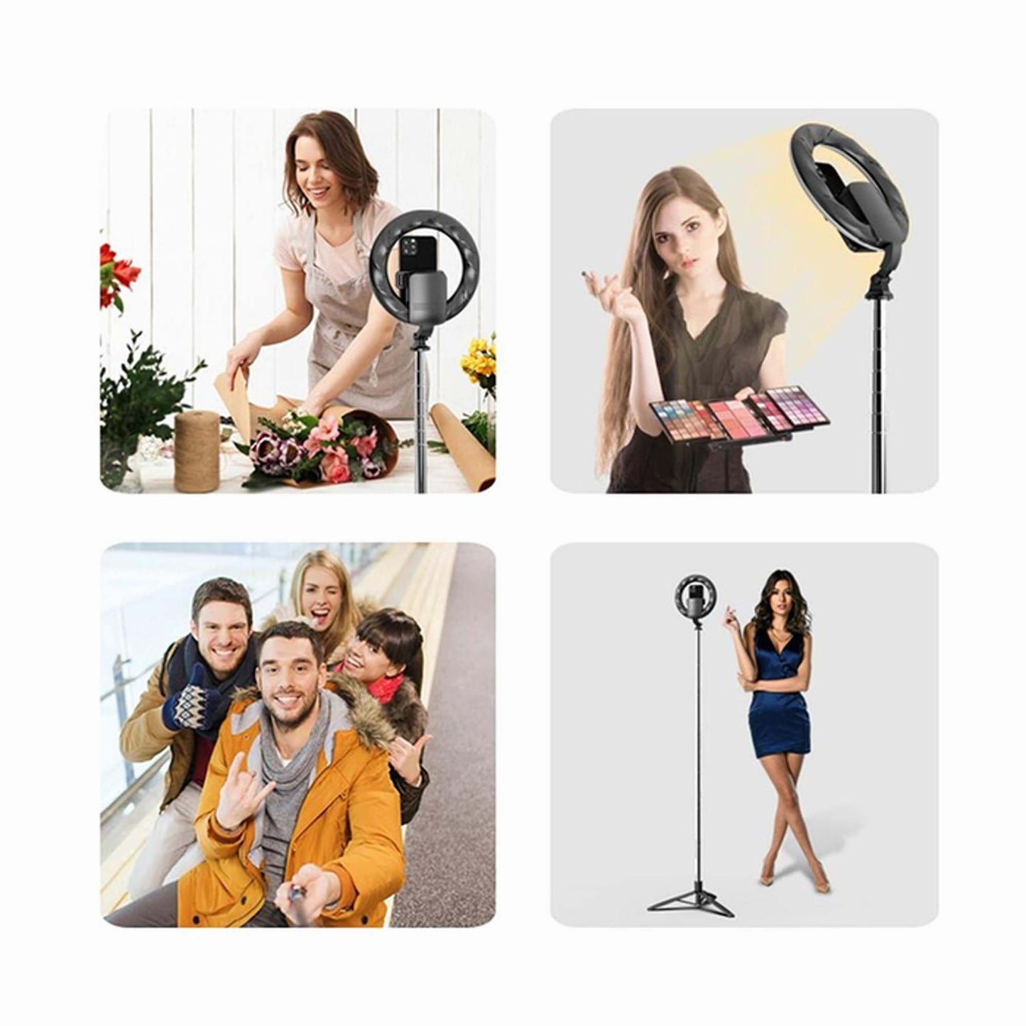 USAMS PHONE STAND WITH LED TRIPOD LAMP BLACK