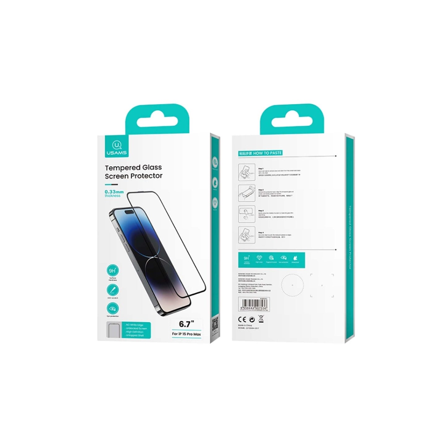 USAMS Screen Protector iPhone glass 15 Pro 6.1(BH863M01)