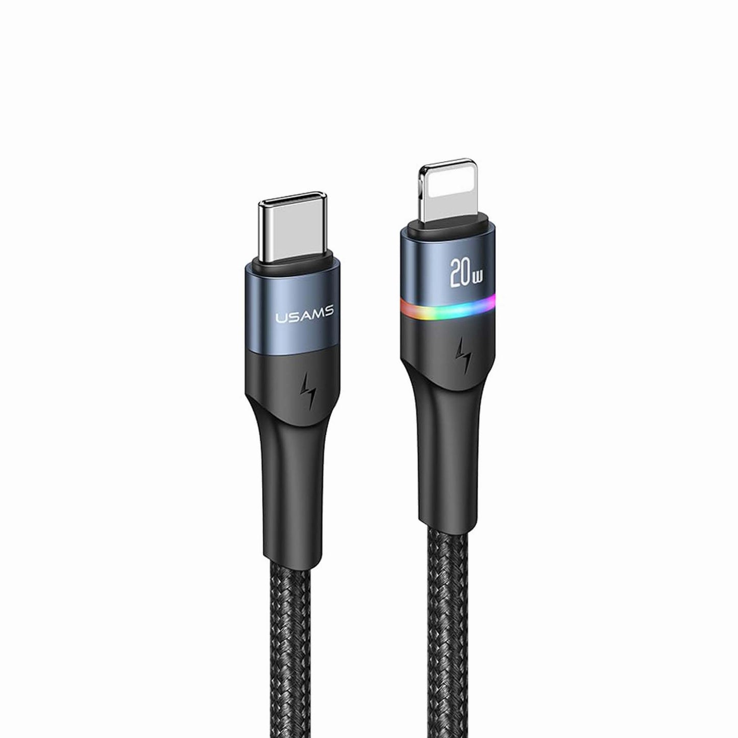 USAMS US-SJ538 U76 20W Type-C to Lightning Fast Charging Data Cable, 1.2 Meter Cable Length, Gray