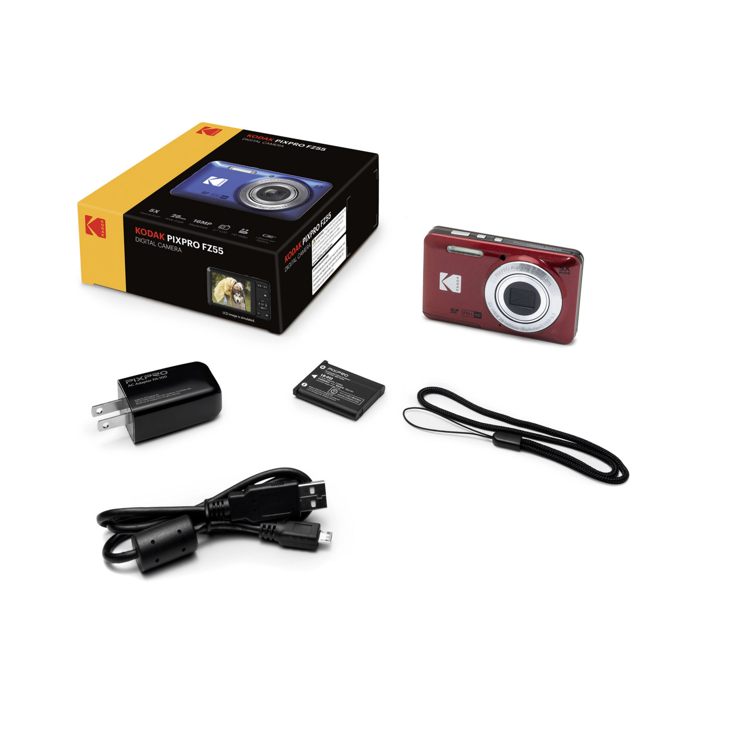 Kodak PIXPRO FZ55 Digital Camera (Red)