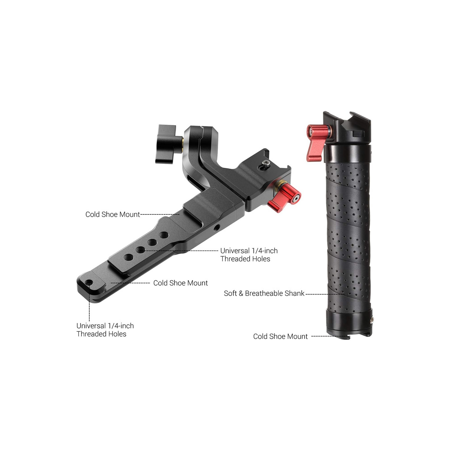 ZEGO-Aluminum Handle Sling Handgrip with Cold Shoe Universal 1/4 3/8 Interface Replacement for Ronin S 2 / Ronin SC 2 RS3/RS4/Gimble