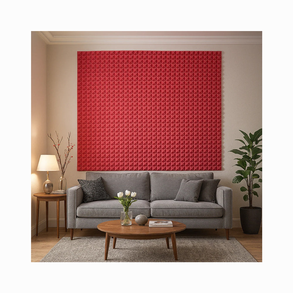Acoustic Sound Foam Panels, 24 Pack 2" X 12" X 12" Soundproofing Treatment Studio Wall Padding Sound Absorbing Fireproof (Red))