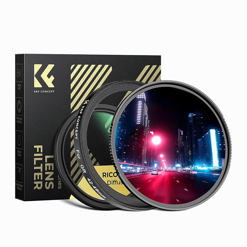 K&F Concept Black Diffusion 1/4 +MCUV Protection Filter +42-49mm Adapter Ring Kit for Ricoh GR IIIx GR IIIx HDF GR3x HDF GR III GR III HDF GR3 HDF GR II GR2(SKU.2336)