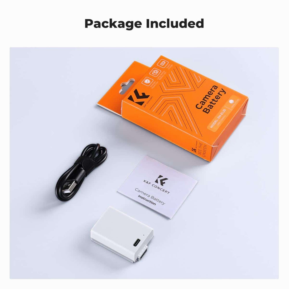 K&F Concept EN-EL25 Battery with 1250mAh Capacity and Type-C Fast Charging for for Nikon Z30 Z50 ZFC Camera, USB-C Camera Battery, No Need Extra Charger (KF28.0040)